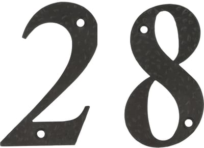 AMIG Huisnummer 28 - massief gesmeed staal - 10cm - incl. bijpassende schroeven - zwart