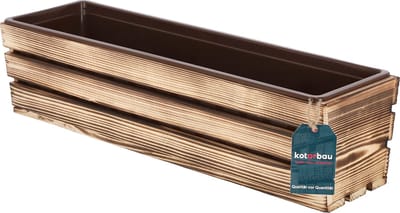 KOTARBAU® Houten Plantenbak - Bloembak Hout - met Kunststof Inzetstuk - Balkonbak - 60 x 18 x 15 cm - Rustiek - voor Terras - Balkon - Deko Planten