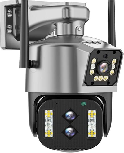 Beveiligingscamera - IP Camera - Huisbewaking Buiten - Dubbele Lens 10x Zoom - 4K 8MP Resolutie - Wit