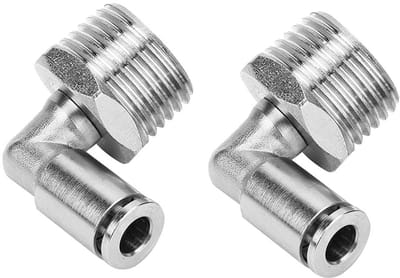 Dailygoods- Raccords Snelkoppeling - 2 Stuks - 6 mm - 90 Graden BSPP - Slangkoppelingen - Vernikkeld Koper - Luchtdicht - Slangkoppeling