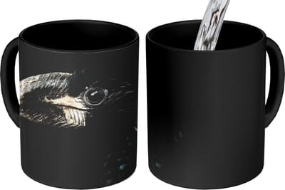 Magische Mok - Foto op Warmte Mokken - Koffiemok - Vogel - Portret - Neushoornvogel - Zwart - Dieren - Magic Mok - Beker - 350 ML - Theemok