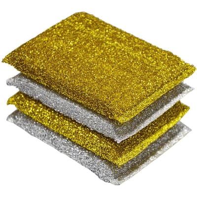 24 Stuks Glanzende Spons Schrobborstel Huishoudelijk Schuursponsje Afwas spons Schoonmaakpad Sponsdoek Voor Huis Keuken yellow