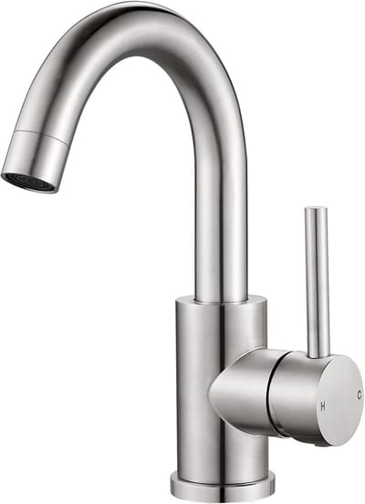 SnelShoppen - Wasbakkraan Brushed Nickel - Hoogwaardige 304 RVS - Roestvrij, Duurzaam, 225 mm Hoogte - Perfect voor Badkamer, Keuken en Meer