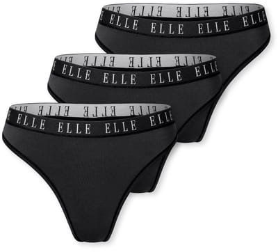 Elle 3-Pack dames tanga strings microfiber - L - Zwart