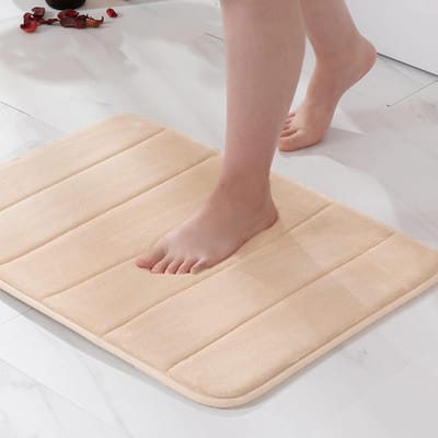 JGS ® Badmat, traagschuim, badkamertapijt, waterabsorberende badmat, traagschuim, douchemat, antislip, wasbaar, voor badkamer, 40 x 60 cm, beige