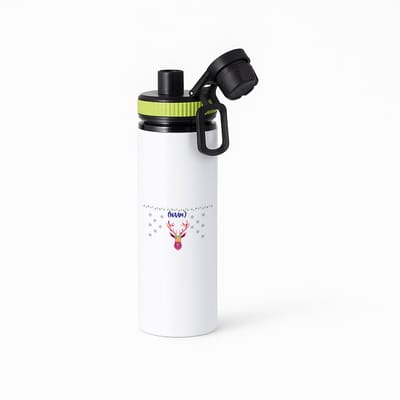Hacebo® - Kerst rendier met eigen naam waterfles met draaidop groen - Kerstmis - Kerst beker - winter - kerst - christmas - kerst cadeau - water fles - 850ML