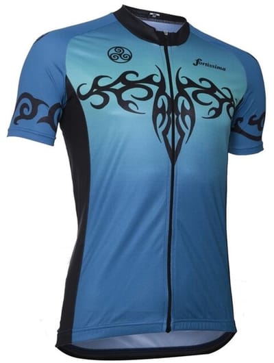 Fortissima Wielershirt Heren/Dames - Tribal Aqua – Fietsshirt - Maat XS