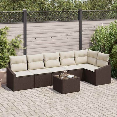vidaXL Bankstel 7 st Bruin poly rattan