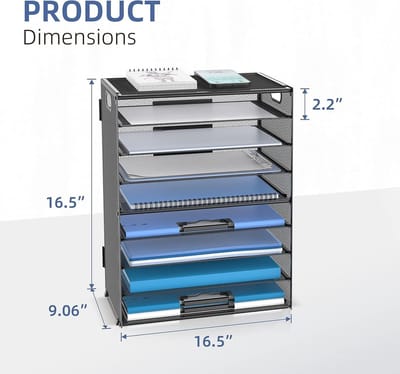 Documentenhouder Bureau 9 Lagen - Metalen Verzamelbak voor Papier en Documenten - Zwart