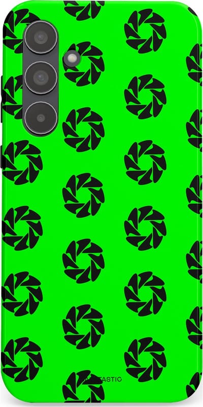Casetastic hoesje geschikt voor Samsung Galaxy A55 - Dubbellaagse bescherming - Neon Groene Cirkels - Fashion Case - Groen Zwart