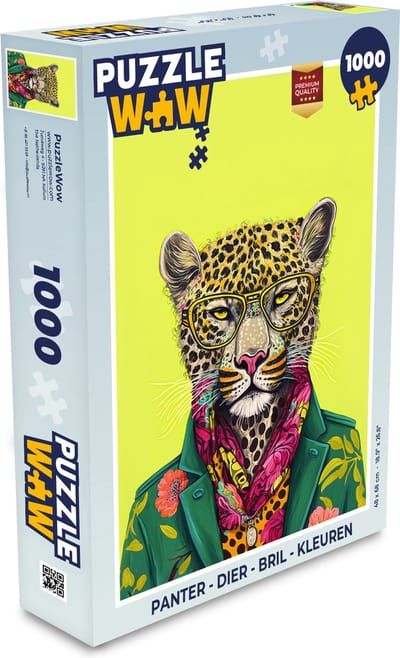Puzzel Panter - Dier - Bril - Kleuren - Legpuzzel - Puzzel 1000 stukjes volwassenen