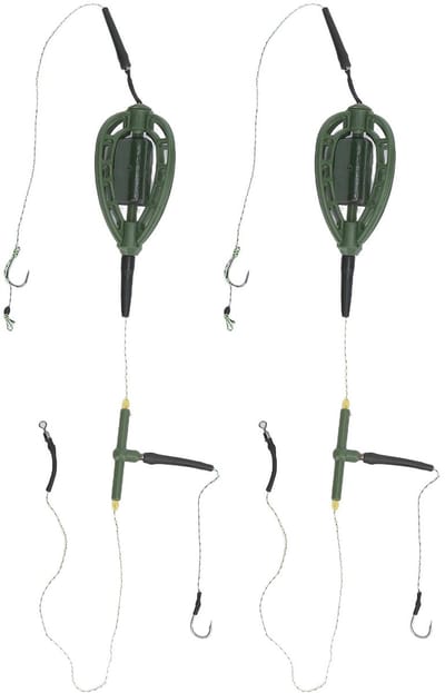 Dailygoods- Vissen Feeder Set - 2 Stuks - Lichtgewicht Aaskooi - Duurzaam Nylon/Koolstofstaal - Snelle Zinksnelheid - Geschikt voor Karpervissen - Aasdispenser
