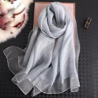 Dames Zijden Sjaal Vrouwelijke Effen Foulard Femme Pashmina Sjaals En Wikkel Grote Maat Sjaals Strandlaken Bandana Moslim Hijab gray