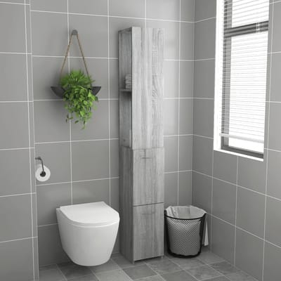 vidaXL - Badkamerkast - 25x26,5x170cm - bewerkt - hout - grijs - sonoma - eikenkleur