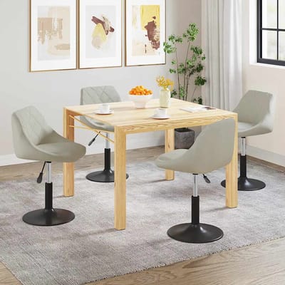 vidaXL - Eetkamerstoelen - draaibaar - 4 - st - fluweel - crèmekleurig