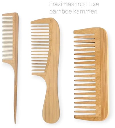 Frazimashop 3-delige Houten Bamboe Kammen Set – Duurzaam – Puntkam, Grove Kam & Toupeerkam – Plasticvrij & Natuurlijk