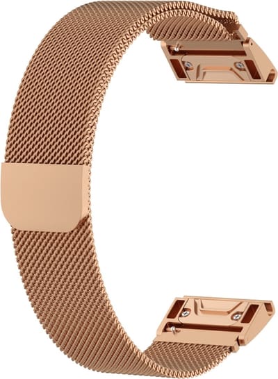Milanees bandje - geschikt voor Garmin Fenix 5 / 5 Plus / 6 / 6 Pro / 7 / 7 Pro / 8 (47 mm) / E (47 mm) / Epix (Pro) (2) 47 mm / Quatix 5 / 6 / 7 / 7 Pro / Approach S60 / S62 / S70 47 mm / MARQ / D2 Delta / D2 Mach 1 / Descent G1 - rosegoud