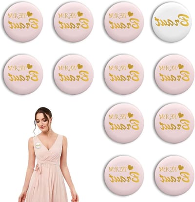 Allecto Plus - Set van 12 stuks Vrijgezellenfeest Buttons voor Vrouwen - Roze Team Bruid - Feestbuttons voor JGA - Spel- en Verlovingsfeesten