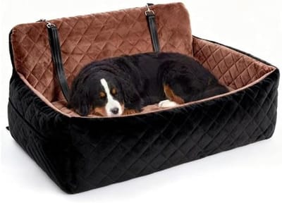 Hondenautostoel - Voor Middelgrote en Grote Honden - Traagschuim Hondenmand Auto - Wasbaar - Tot 25 kg - bruin