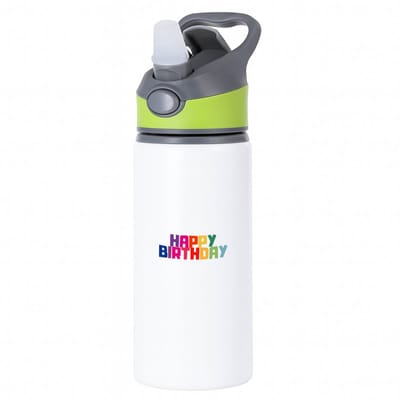 Hacebo® - happy birthday waterfles met rietje groen - Happy birthday - iemand die jarig is - de jarige - verjaardagscadeau - kado - geschenk - gift - leuke verjaardagscadeau - water fles - 650ML
