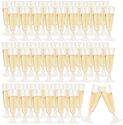 Dailygoods- Champagneglazen 150 ml - Set van 50 - Herbruikbaar - BPA-vrij - Transparant - Duurzaam kunststof - Champagnefluiten