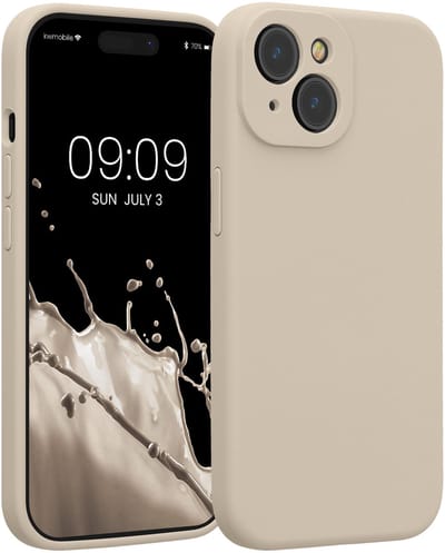 kwmobile telefoonhoesje geschikt voor Apple iPhone 15 - TPU backcover met siliconen coating - Smartphone case in crème