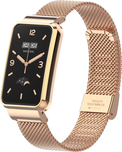 By Qubix - Milanese bandje met case - Champagne goud - Geschikt voor Xiaomi Smart Band 7 Pro / Mi Band 7 Pro bandje
