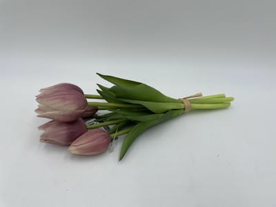 Kunstbloem bosje minitulpen 5 stelen paars wit 25 cm | 93293-26 | Stoer & Sober Woonstijl