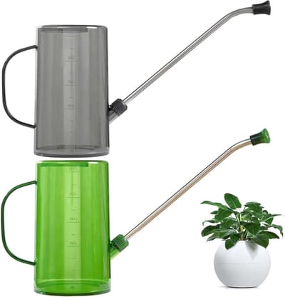 Lange roestvrijstalen uitloop gieter 1 liter - comfortabele grip - bonsai tuinbloem - 2 stuks