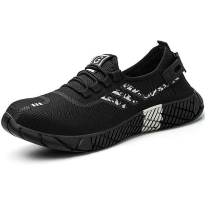 Chaussures de travail pour hommes, Anti-écrasement et Anti-perforation, Légères à semelle souple, Chaussures de sécurité pour chantier de construction 46 black