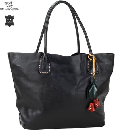 DE LAMASSU® Luxe Leren Shopper Dames – Grote Handtas van Echt Leer – Schoudertas met Uitneembare Binnenzak – 3 Vakken – Ruime Werktas en Shopper