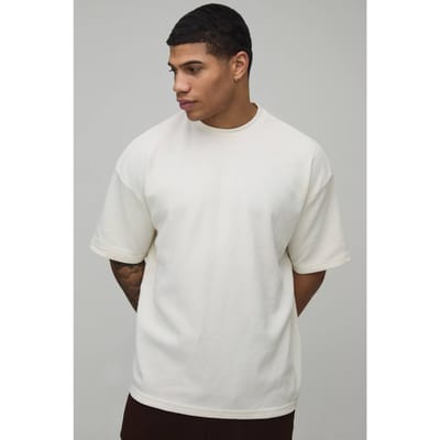 Oversized Waffle T-Shirt | Ecru | Size Small