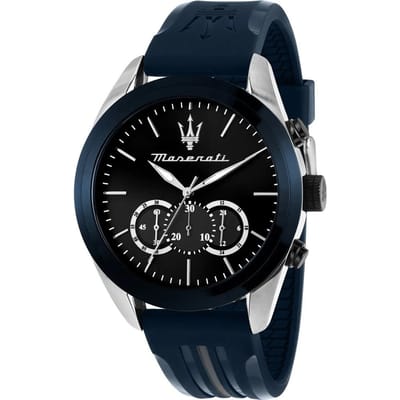 Maserati Traguardo Chronograaf Rubberen Band Zwart Sunray Wijzerplaat Kwarts R8871612046 100M Herenhorloge black