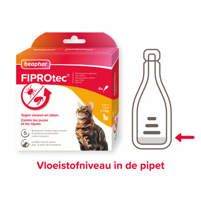 Beaphar Fiprotec Anti Vlooiendruppels Kat vanaf 1 kg - 2 x 4 stuks - Voordeelverpakking