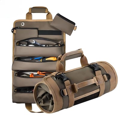 Tool Roll Organizer – Gereedschapstas Auto & Klus – 4 Grote Vakken – Autostoel & Kofferbak Organizer – Compact & Draagbaar – Tot 15 kg per Vak