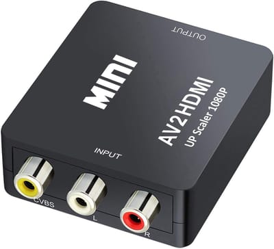Mini AV RCA CVBS naar HDMI video- en audio-converteradapter, ondersteunt 720p en 1080p, voor camera's, Xbox 360, PS1, PS2, Wii, N64, Gamecube, SNES, NES, PSP, dvd-spelers en VHS-spelers.