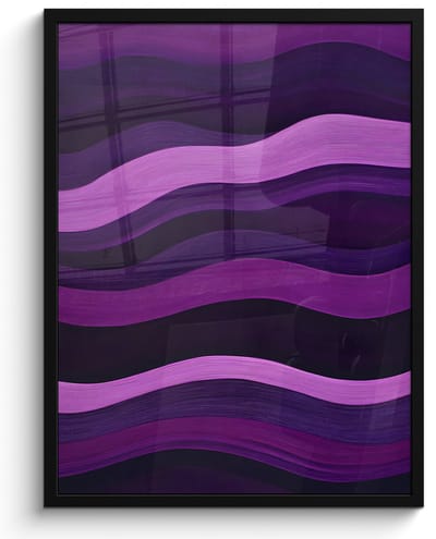 Poster in lijst - Fotolijst 50x70 cm - Posters - Lijnen - Golven - Paars - Abstract - Posterlijst zwart - Decoratie - Wanddecoratie woonkamer - Muurdecoratie slaapkamer