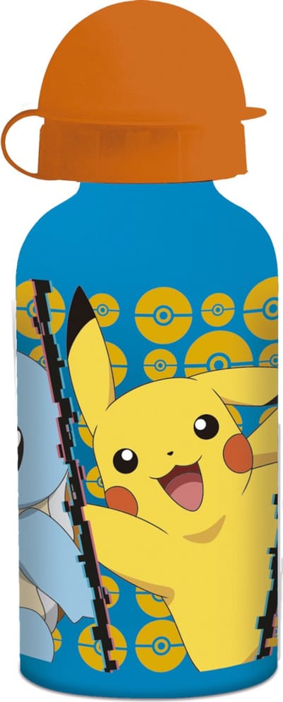 Pokémon Aluminium Drinkfles - 400 ml - Lichtgewicht – Lekvrije schroefdop – Drinkfles voor kinderen – Lichtblauw/Oranje