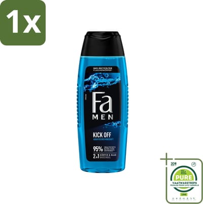 1 x Fa Men - Douchegel - Kick Off - Verfrissend & Energiek - Verzorgend - 250 ml - Douchegel Mannen - Watermunt Geur - Energieke Douche - Verfrissende Douche - 2-in-1 Douchegel