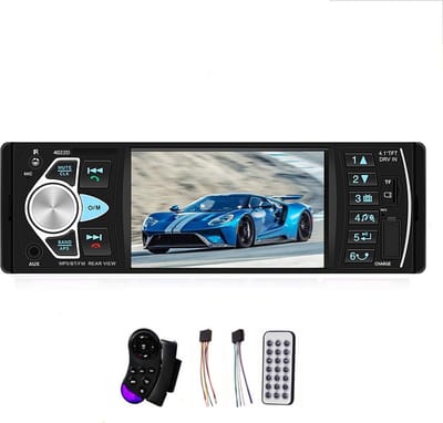 TechU™ T42 Autoradio 1 Din 4.1 inch + Afstandsbediening en Stuurwiel bediening – Bluetooth – USB – AUX – SD – FM radio – Handsfree bellen – Autoradio met scherm – Stembediening