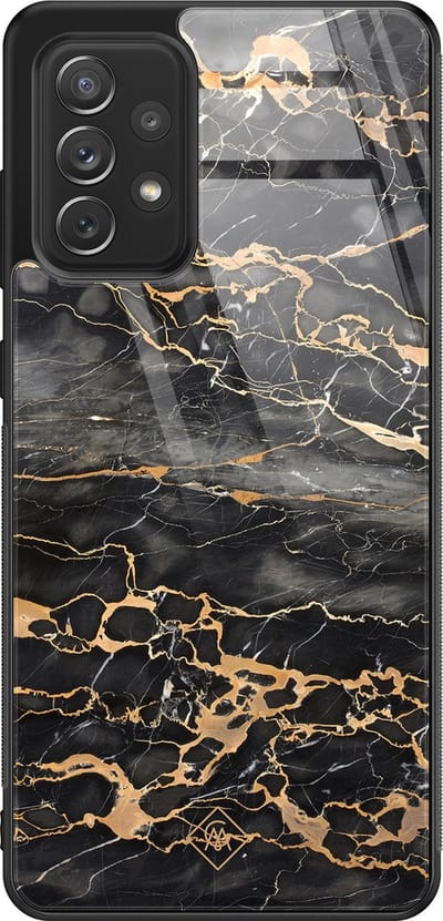 Casimoda® hoesje - Geschikt voor Samsung Galaxy A52 5G - Marmer Grijs Brons - Luxe Hard Case Zwart - Backcover telefoonhoesje - Grijs