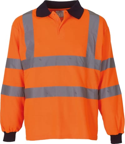 Yoko High Visibility Long Sleeve Polo Shirt YHVJ310 - Hi Vis Orange - S