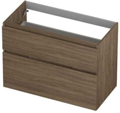 INK - Onderkast 2 Laden Greeploos Hout Decor met Houten Keerlijst A-symmetrisch - 900x450x650 Mm - Zuiver Eiken