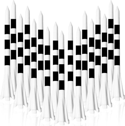 Golf Tees Plastic - Onbreekbare Tees - Golf Slagen Verbeteren - Dubbellagig Bekerontwerp - 50 Stuks 83mm - Wit & Zwart