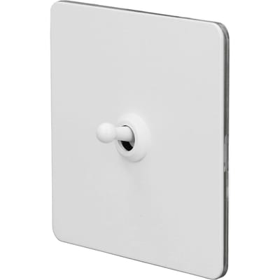 Support d'interrupteur à bascule mural simple ouvert à bascule double commande AC250V bord carré métal panneau acier inoxydable blanc white