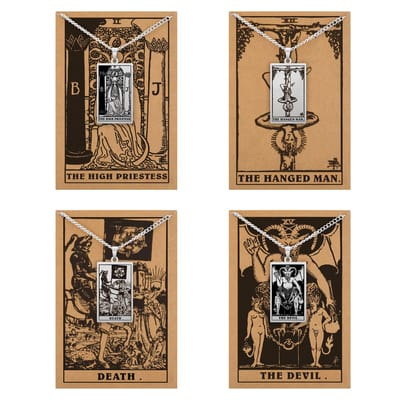 Tarot Ketting 2 | 12 | 13 | 15 bundel - Innerlijke Groei & Transformatie - Zilverkleurig Stainless Steel - Inclusief Rider-Waite Kaartjes - 60cm - Pax Amare