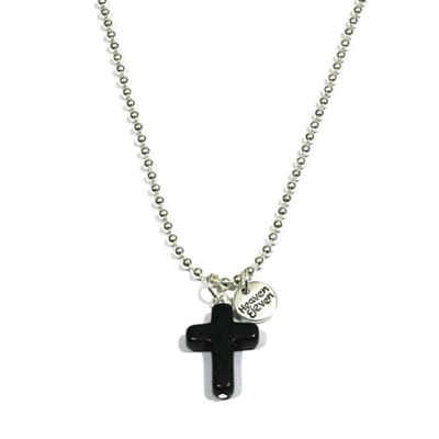 IbizaMen KIDS - Jongens - ketting - ballchain - RVS - zwart - kruis