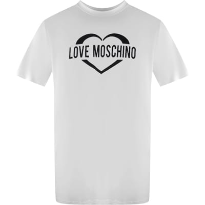 Love Moschino T-shirt Met Opvallend Hartlogo In Wit