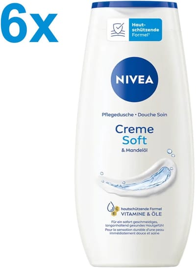 NIVEA - Creme Soft - Douchecrème - 6x 250 ml - Voor een Zacht en Gezond Huidgevoel - Voordeelverpakking