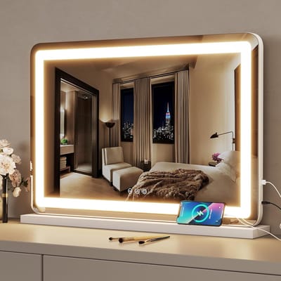 Verlichte Make-up Spiegel met 5x Vergroting en Dimbaar 3-Kleuren LED | Wand- en Tafelfixatie